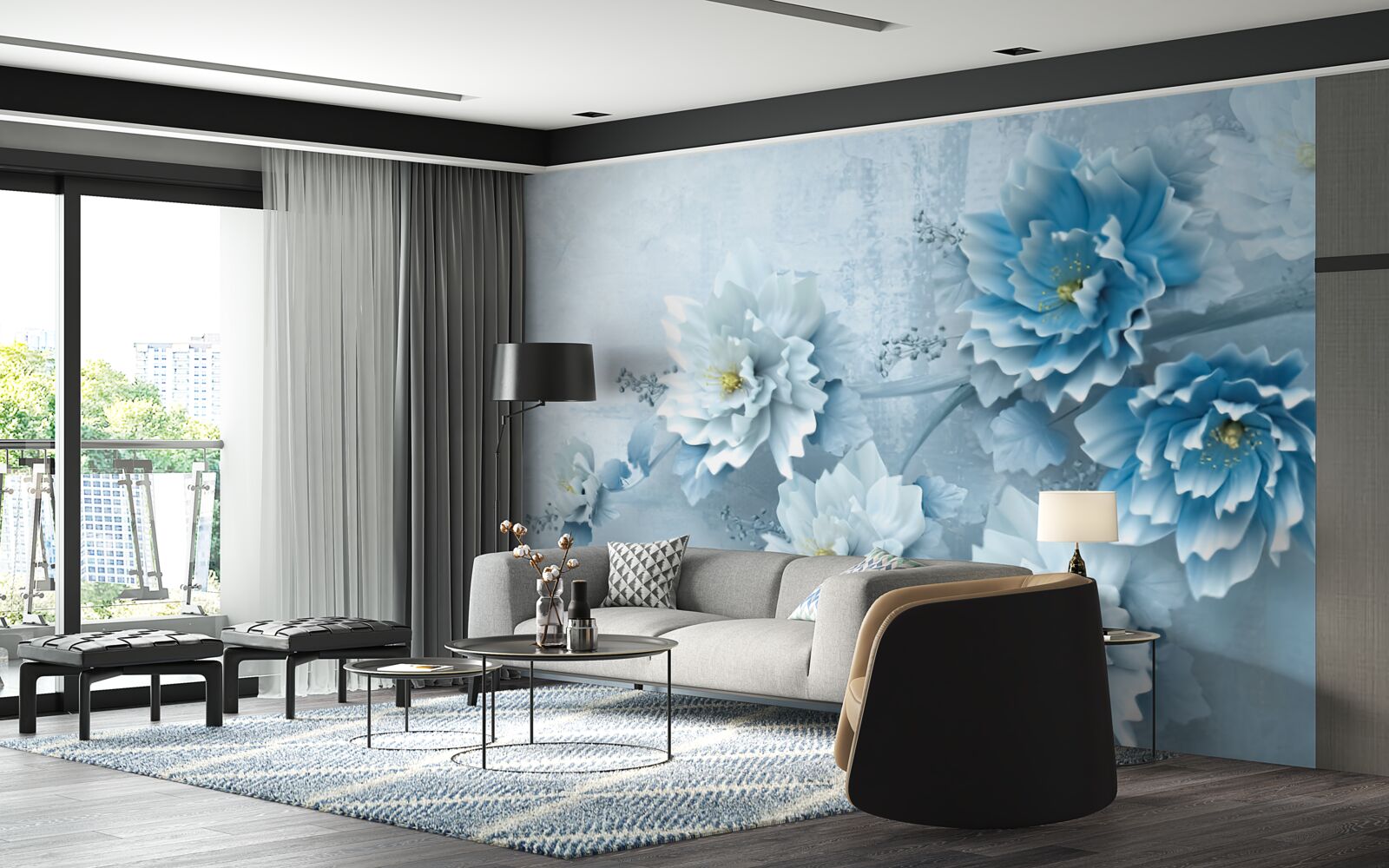 Fototapeta kvety sú svetlomodré