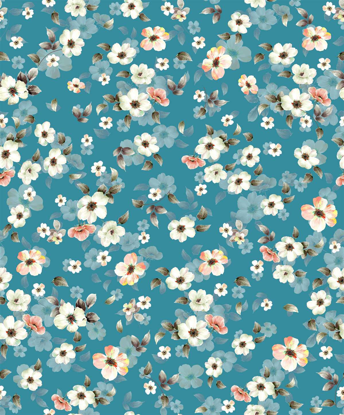 Fototapeta drobné kvietky na modrom podklade