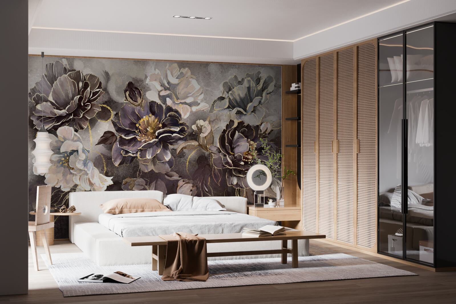 Fototapeta pivonky v čiernej a bielej farbe