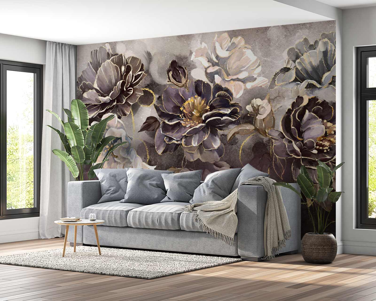 Fototapeta pivonky v čiernej a bielej farbe