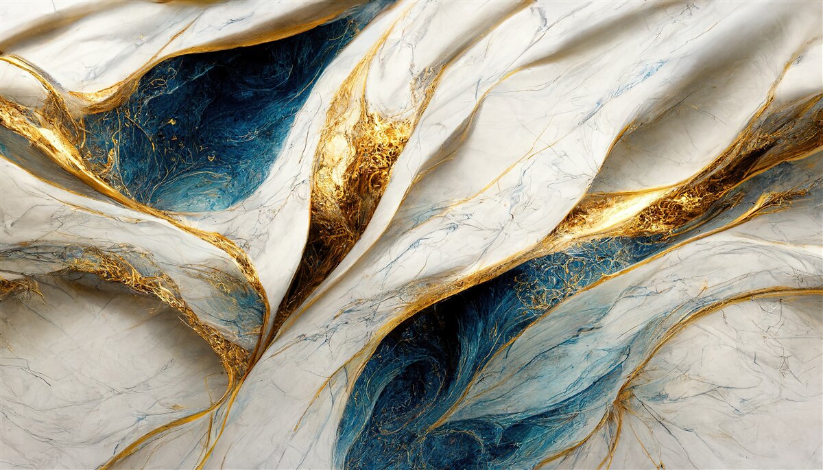 Fototapeta exkluzívny snehobiely mramor so zlátením