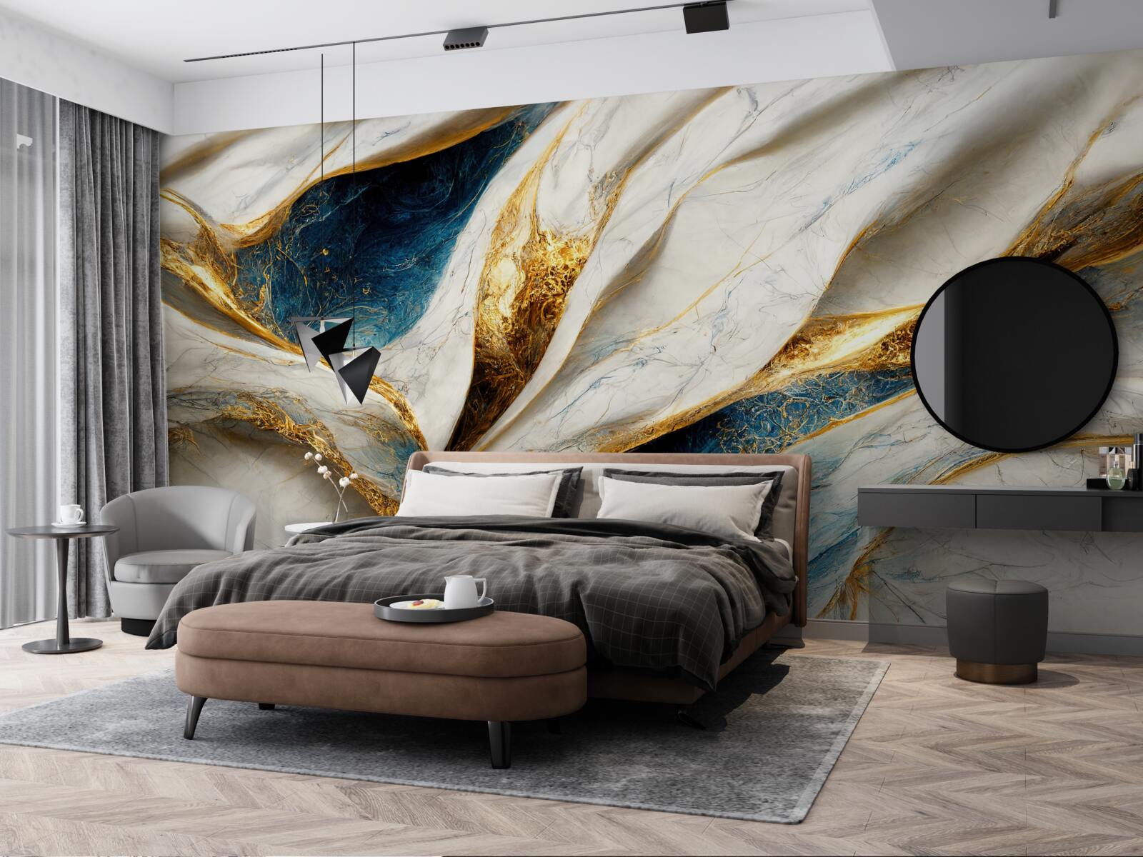 Fototapeta exkluzívny snehobiely mramor so zlátením