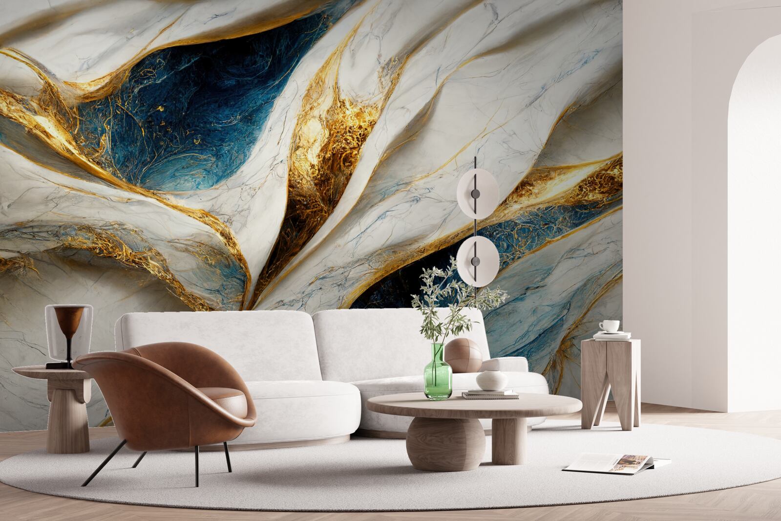 Fototapeta exkluzívny snehobiely mramor so zlátením