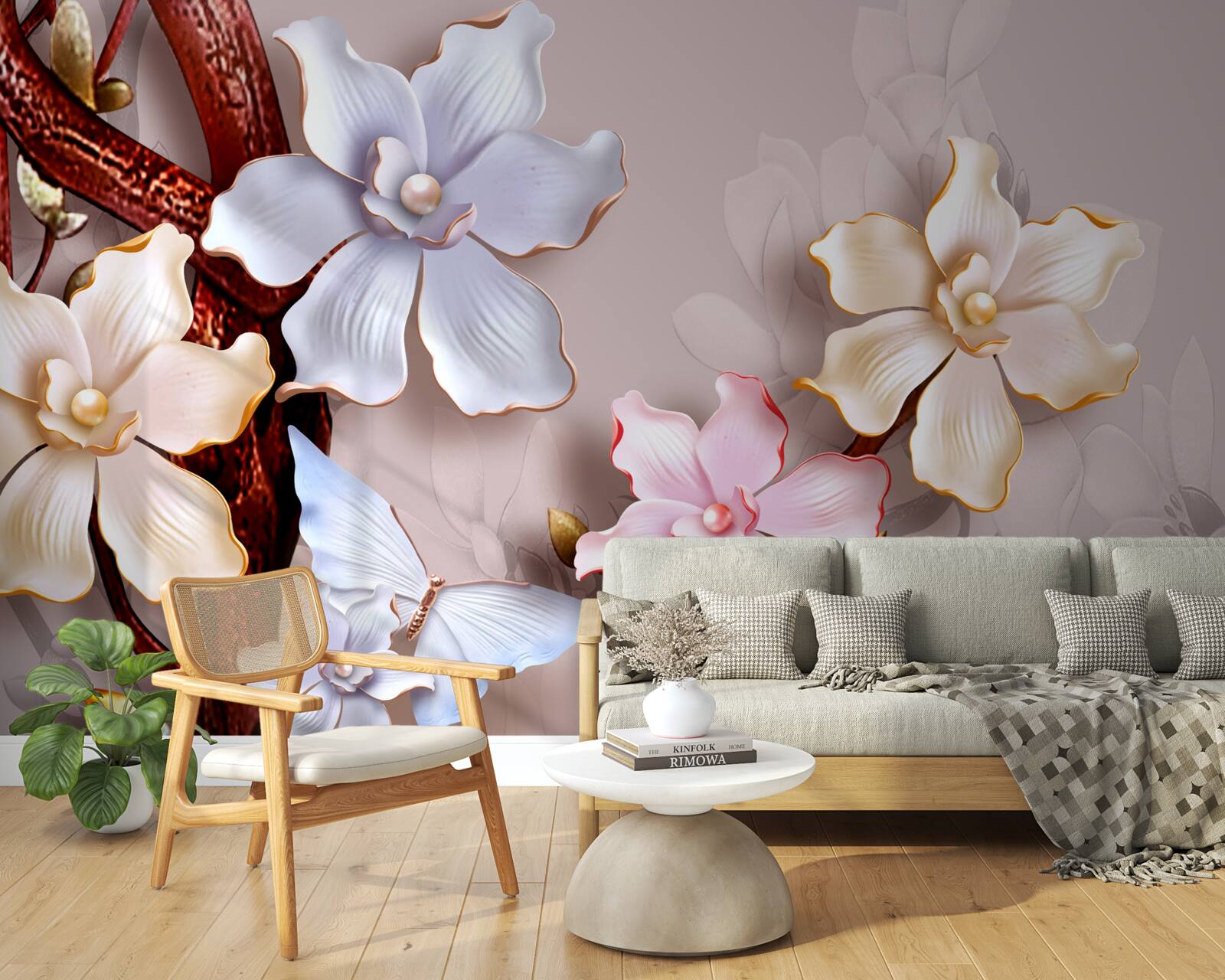 Fototapeta kvety v rôznych odtieňoch na jemnom pozadí