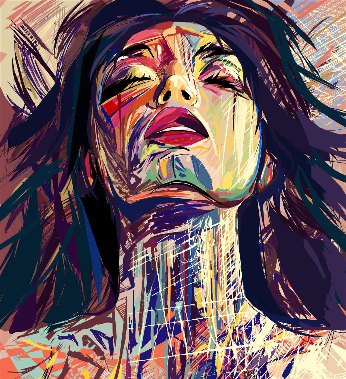 Fototapeta dievča na fotke je celé pokryté farbou