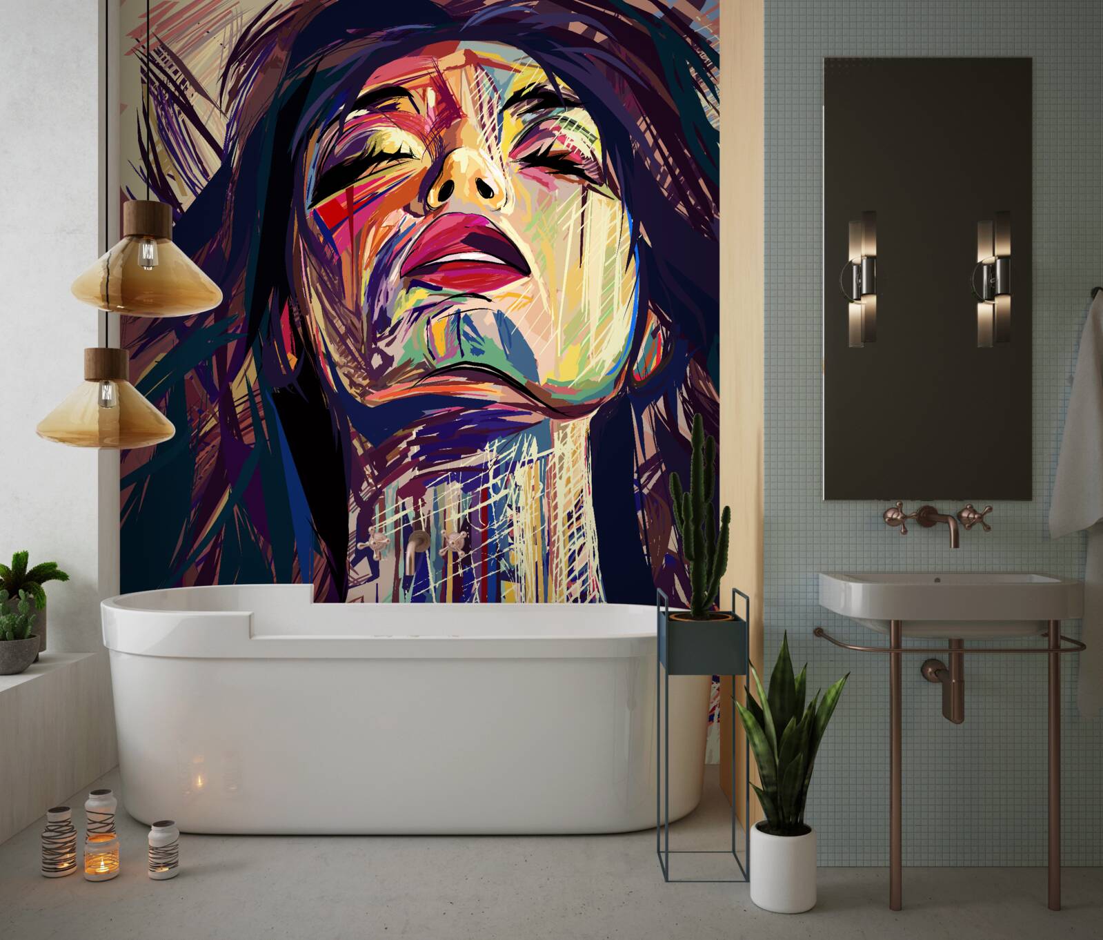 Fototapeta dievča na fotke je celé pokryté farbou