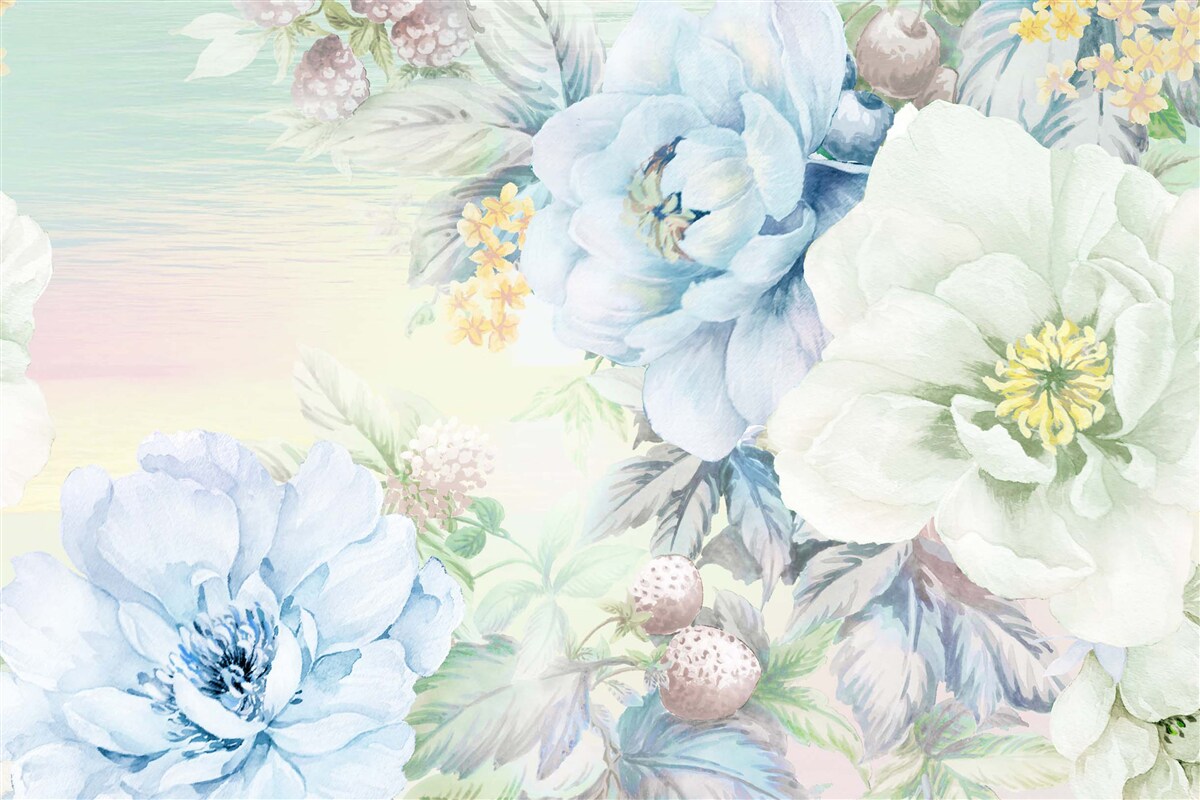 Fototapeta kvety v odtieňoch bielej a modrej