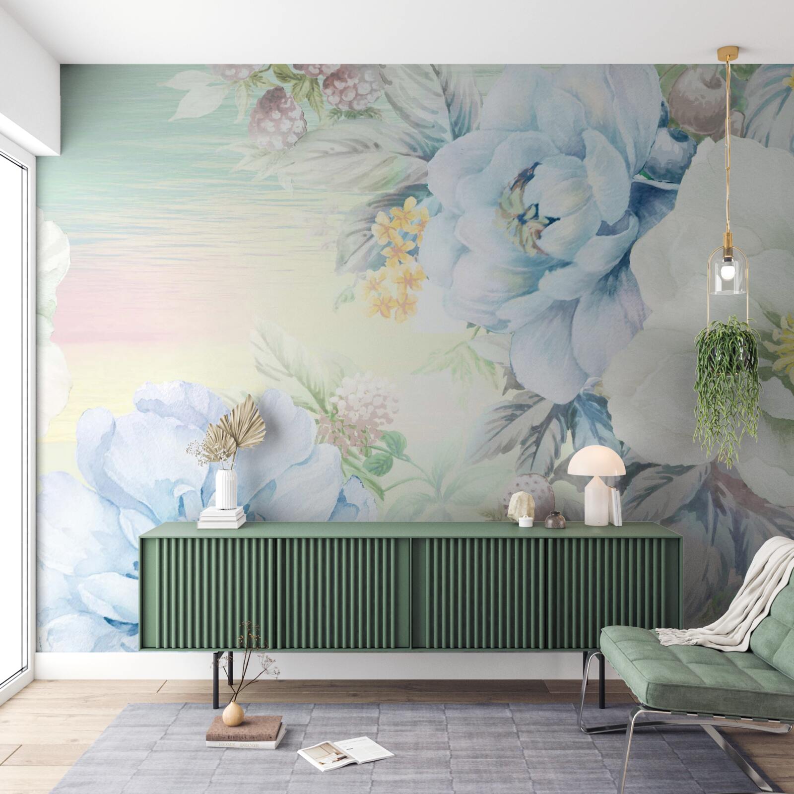 Fototapeta kvety v odtieňoch bielej a modrej