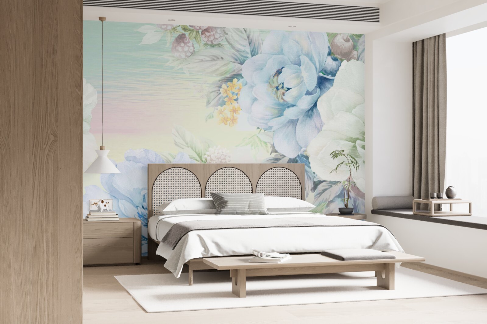 Fototapeta kvety v odtieňoch bielej a modrej