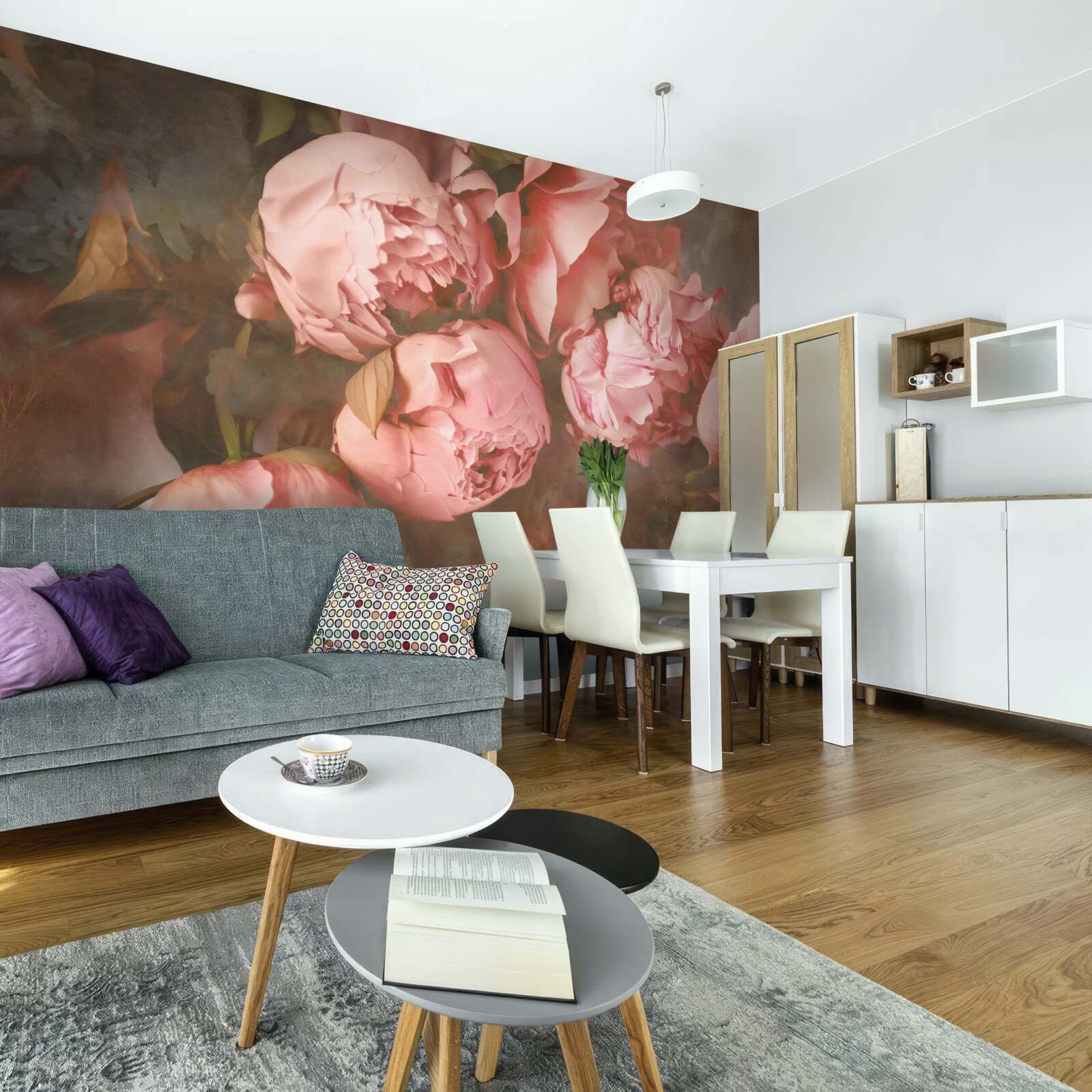 Fototapeta ružové pivonky v jemných odtieňoch