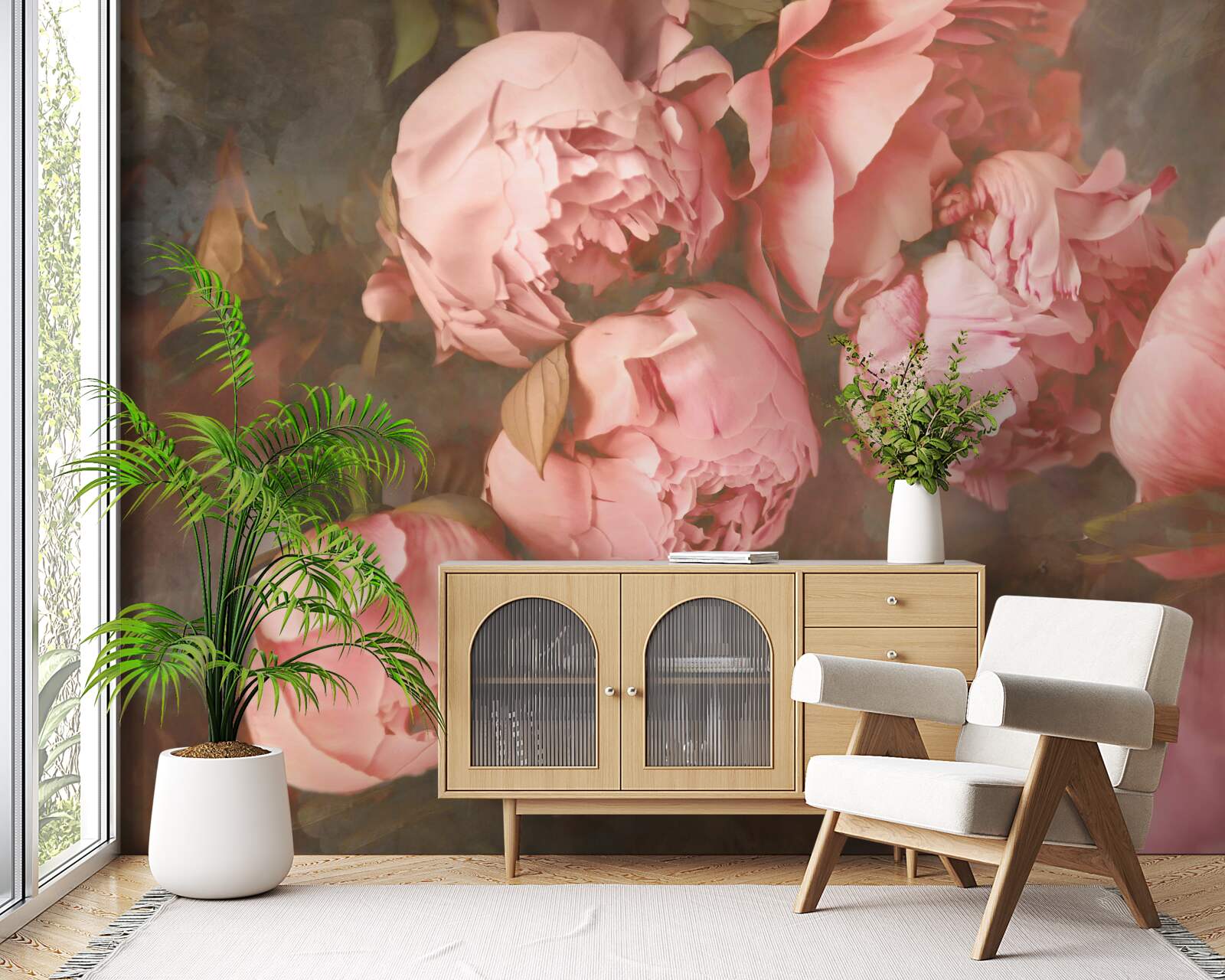 Fototapeta ružové pivonky v jemných odtieňoch