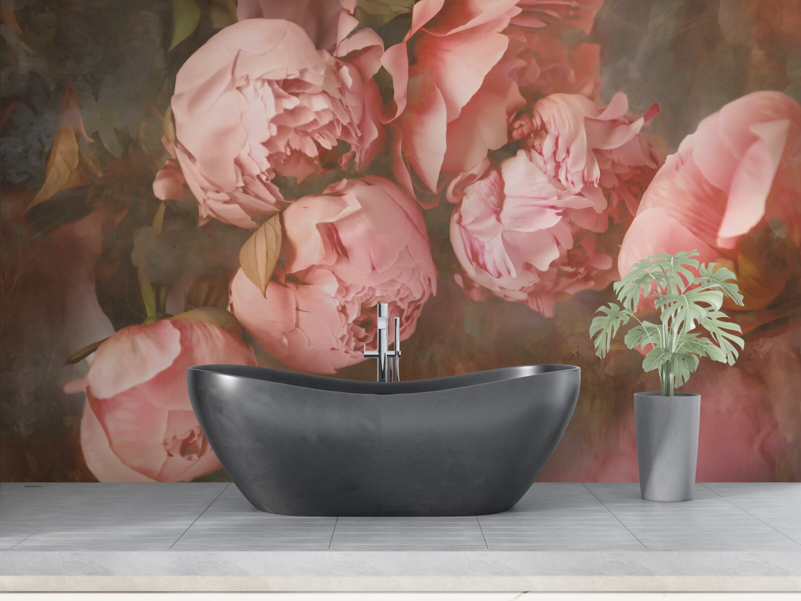 Fototapeta ružové pivonky v jemných odtieňoch