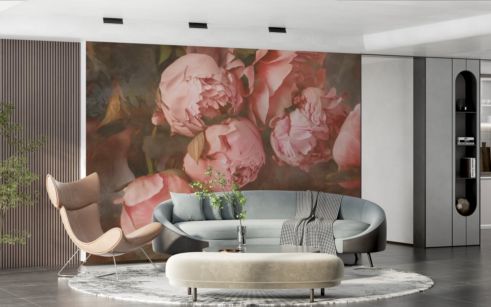 Fototapeta ružové pivonky v jemných odtieňoch