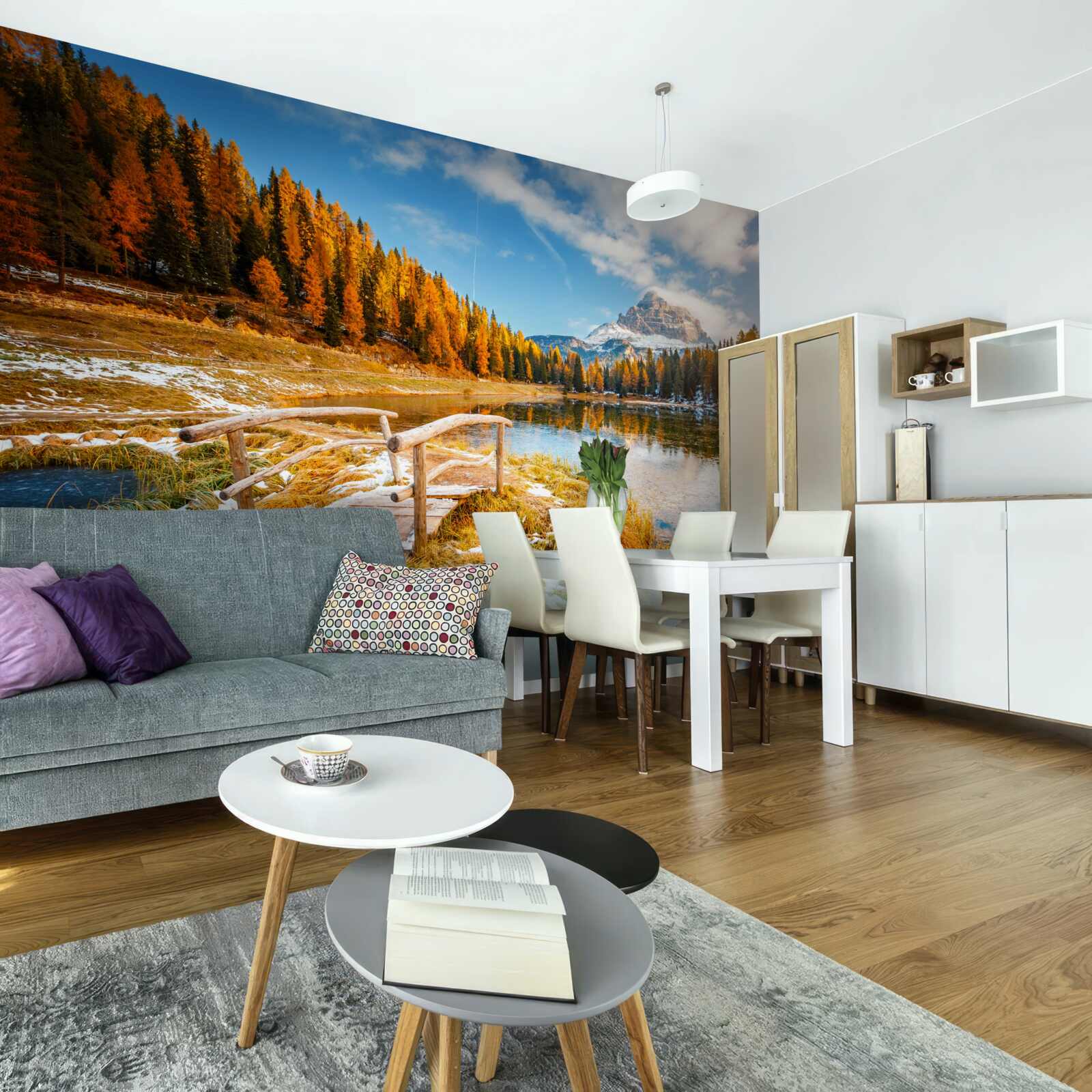 Fototapeta jesenná krajina s horou na obzore