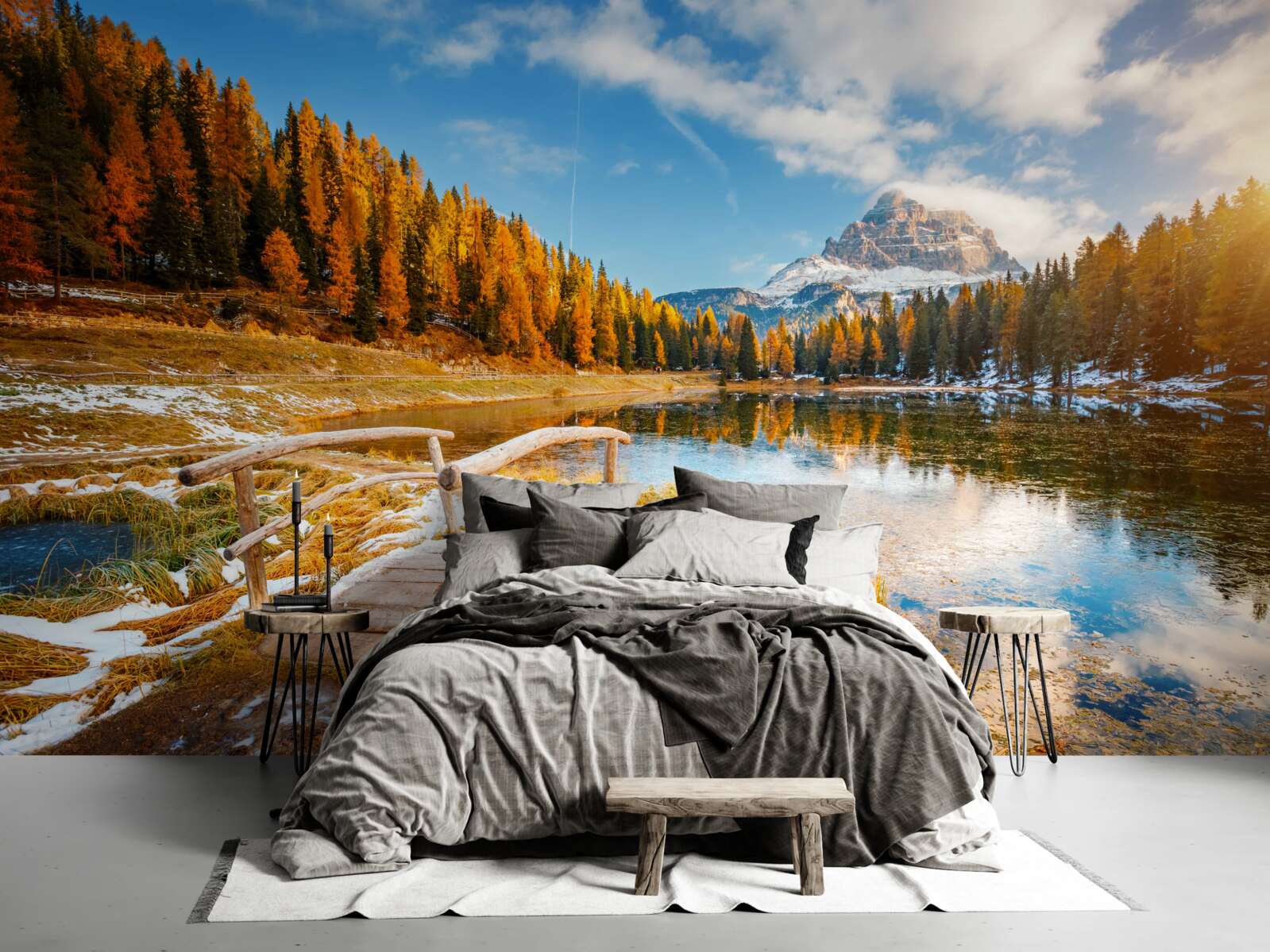 Fototapeta jesenná krajina s horou na obzore