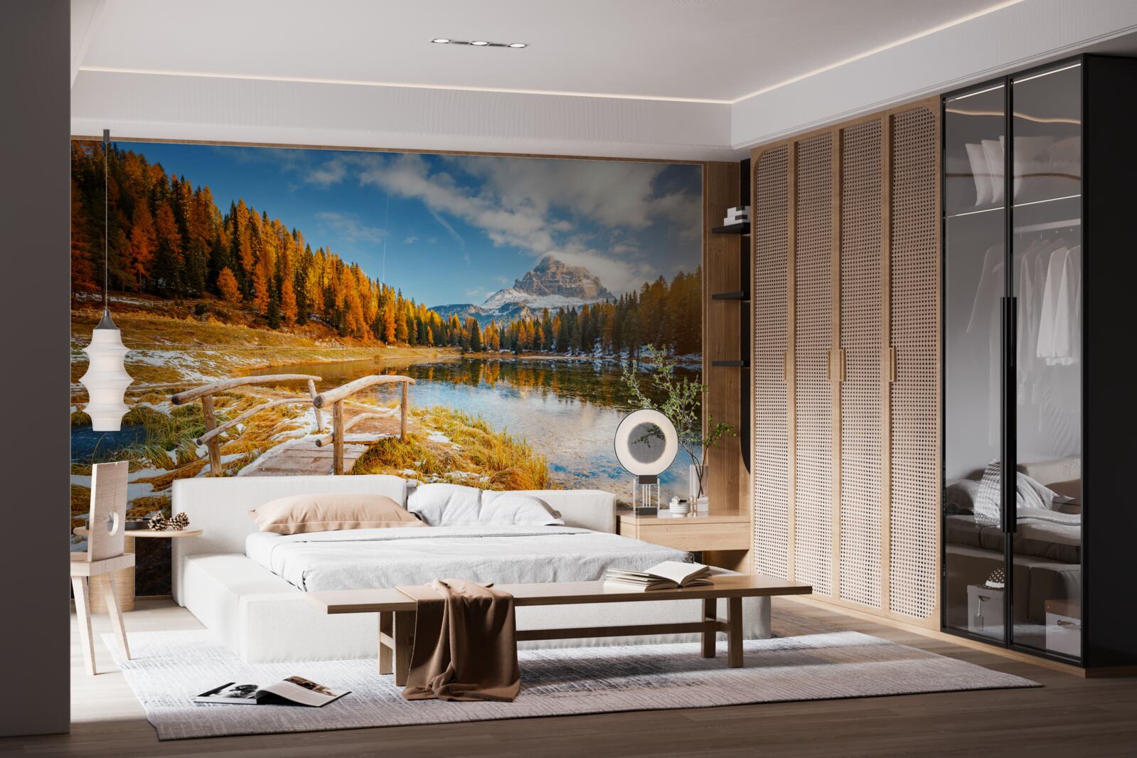 Fototapeta jesenná krajina s horou na obzore