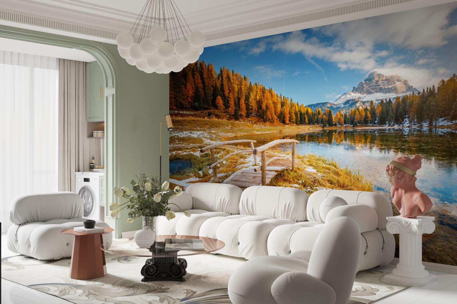 Fototapeta jesenná krajina s horou na obzore