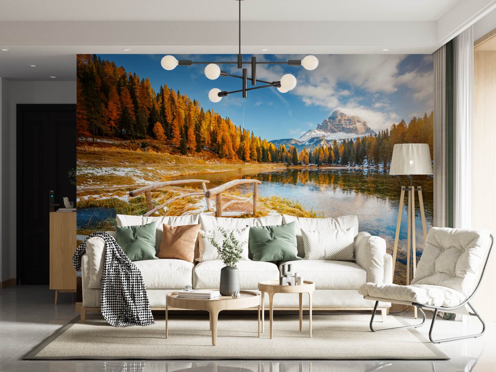 Fototapeta jesenná krajina s horou na obzore