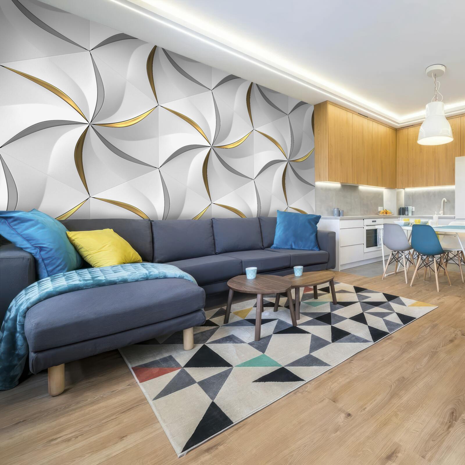 Fototapeta šedé a zlaté víry na bielom pozadí