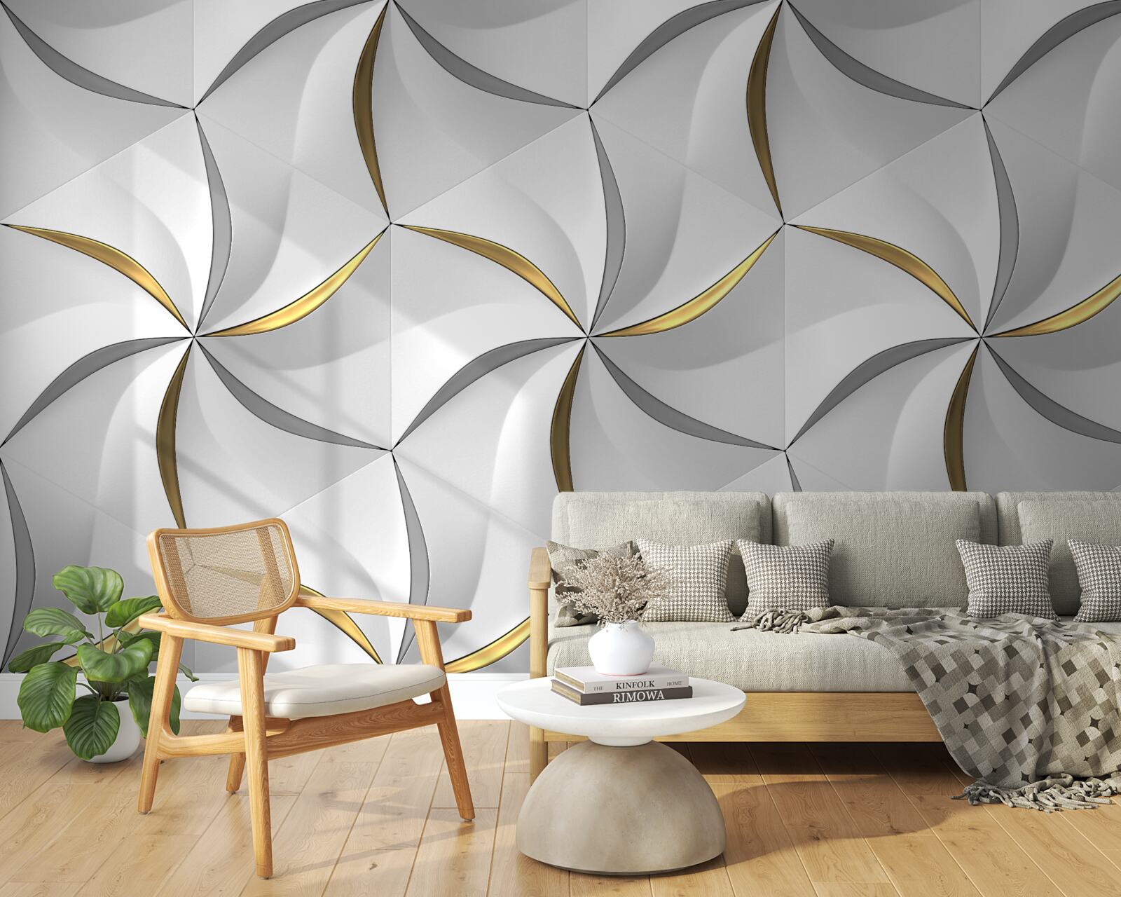 Fototapeta šedé a zlaté víry na bielom pozadí