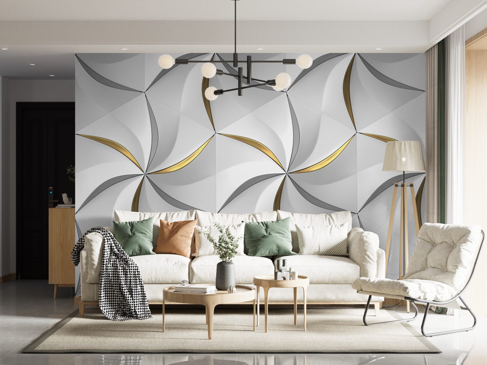 Fototapeta šedé a zlaté víry na bielom pozadí