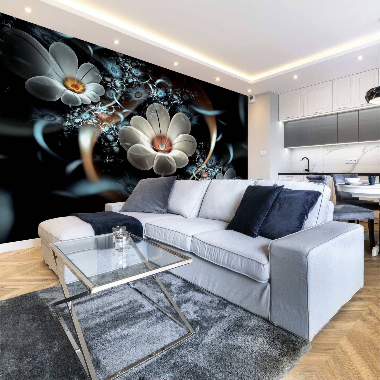 Fototapeta veľké kvety sú biele