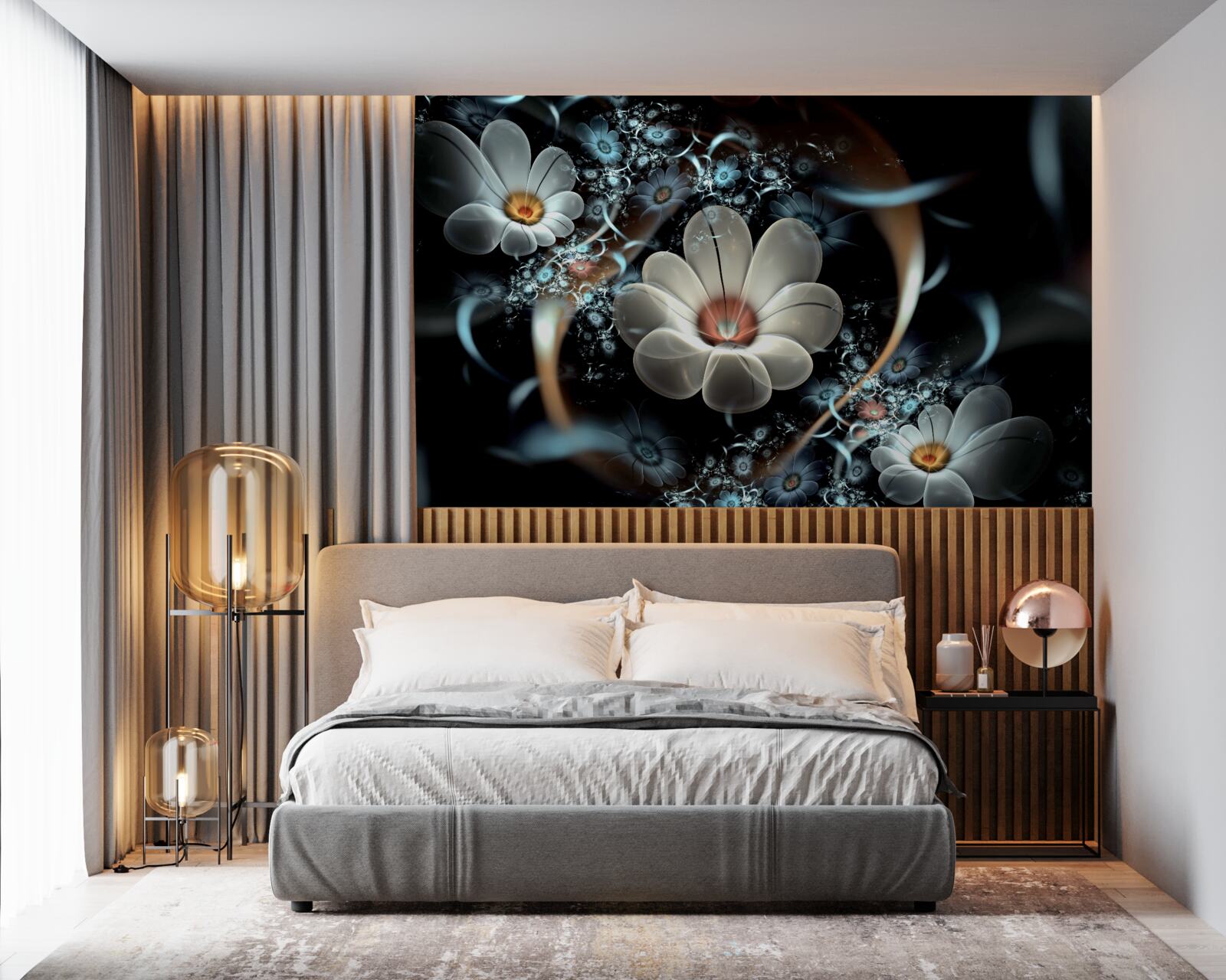 Fototapeta veľké kvety sú biele