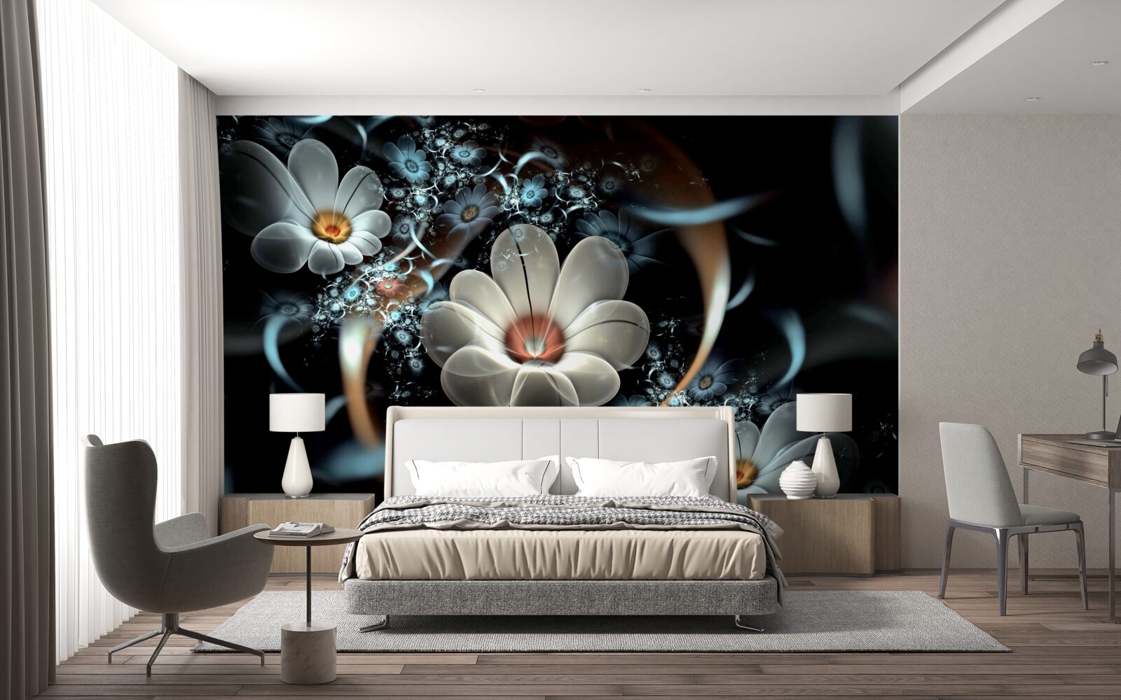 Fototapeta veľké kvety sú biele