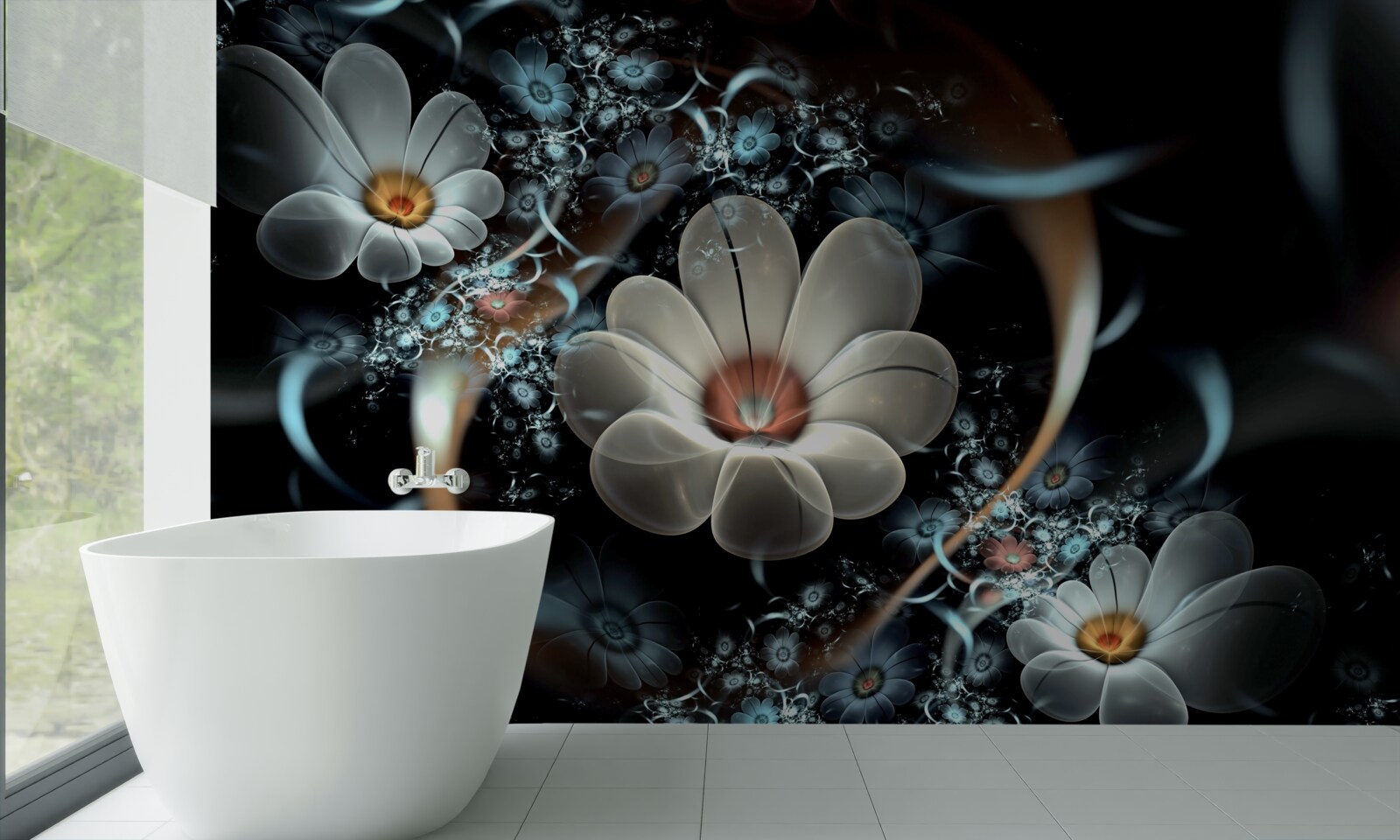 Fototapeta veľké kvety sú biele