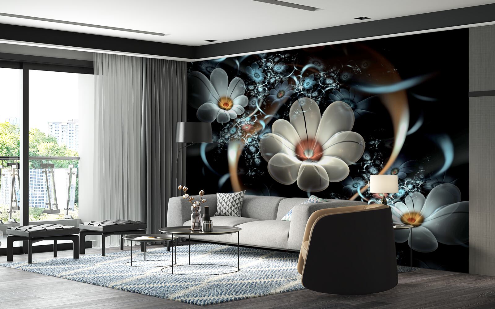 Fototapeta veľké kvety sú biele