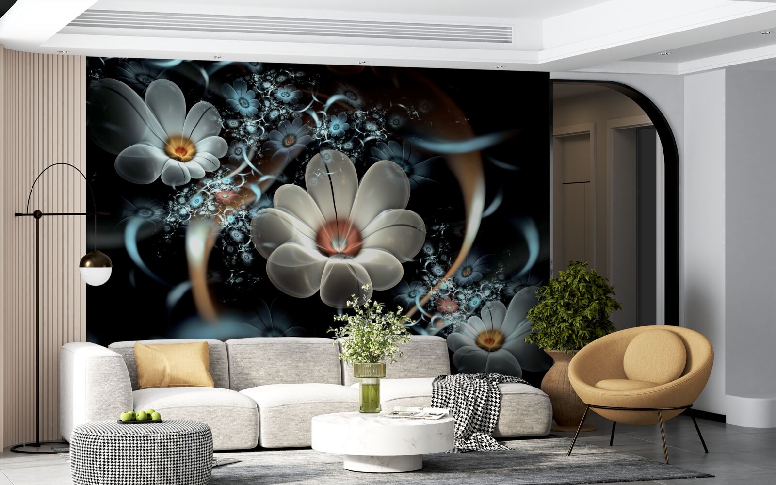 Fototapeta veľké kvety sú biele