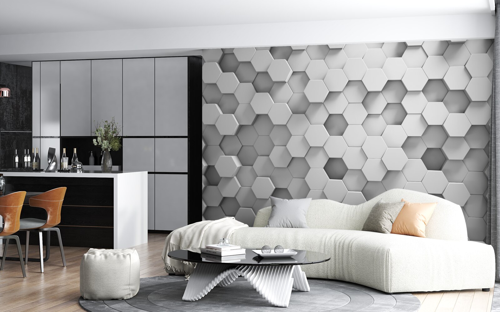 Fototapeta šesťuholníky sú sivé