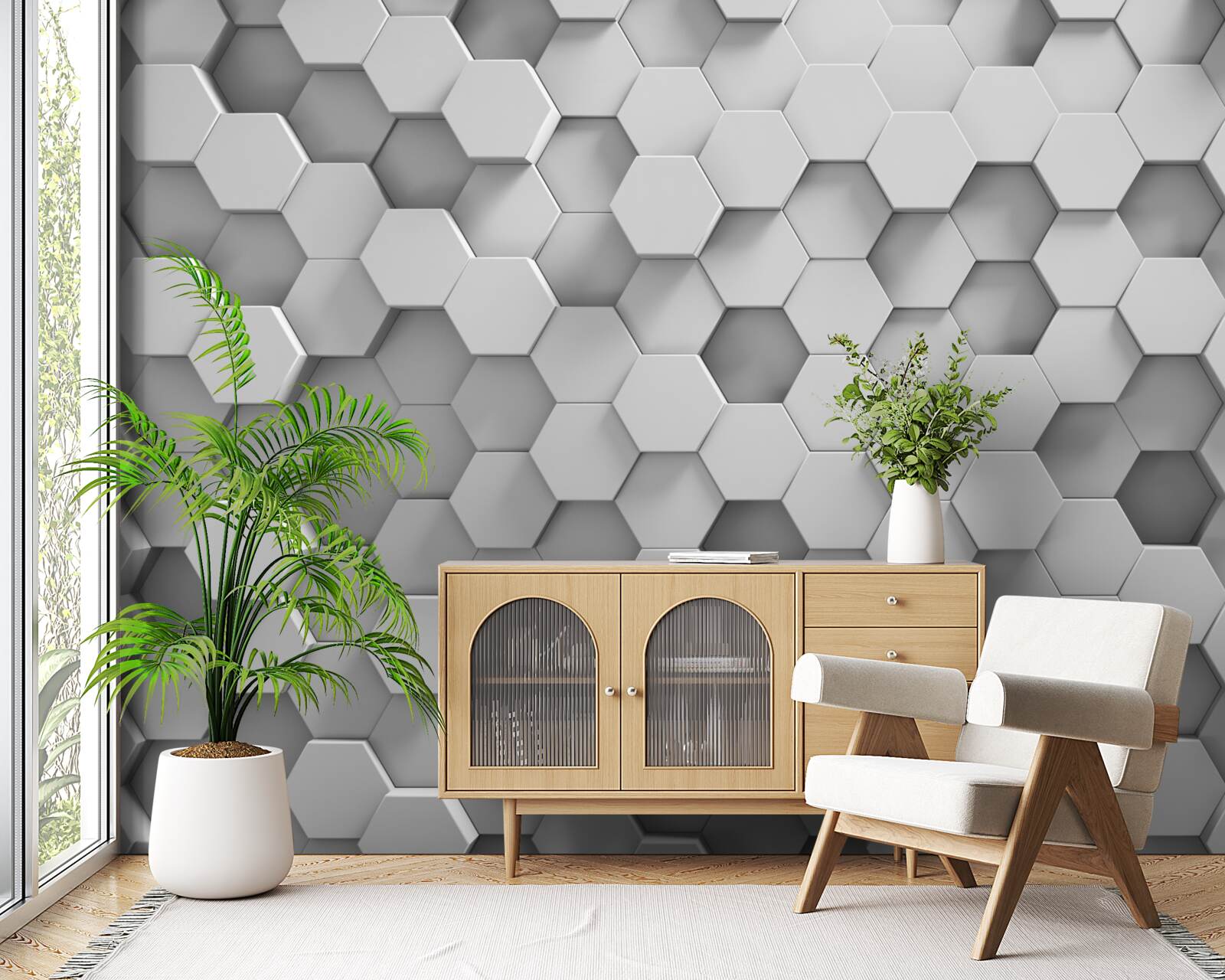 Fototapeta šesťuholníky sú sivé