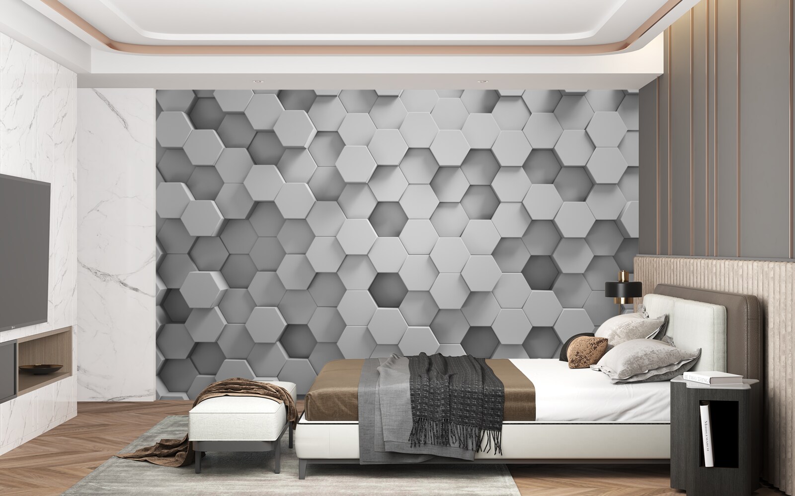 Fototapeta šesťuholníky sú sivé