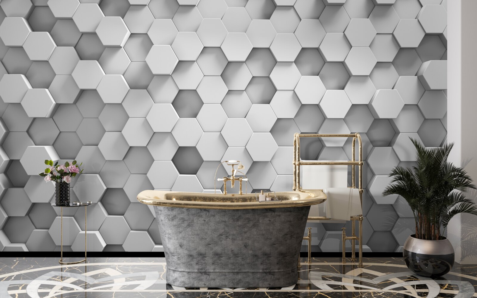 Fototapeta šesťuholníky sú sivé