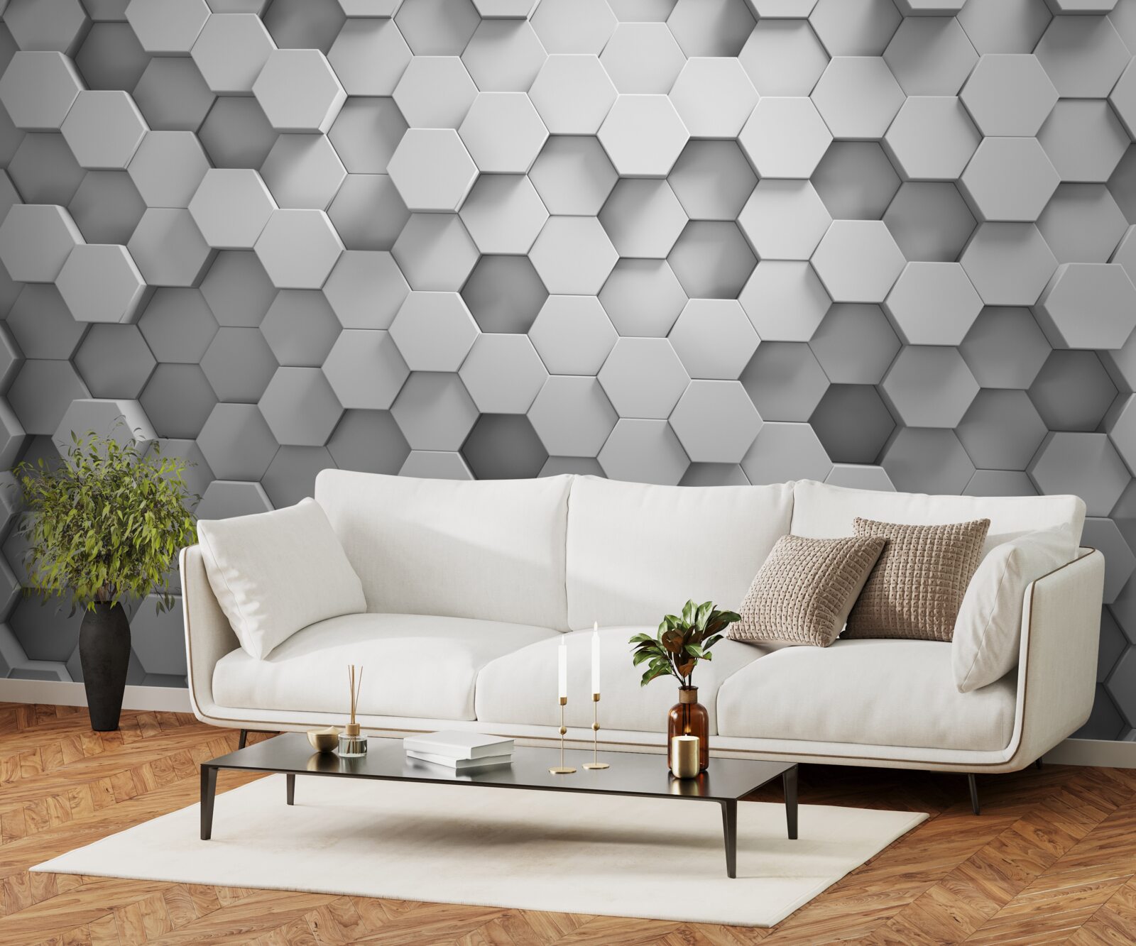 Fototapeta šesťuholníky sú sivé