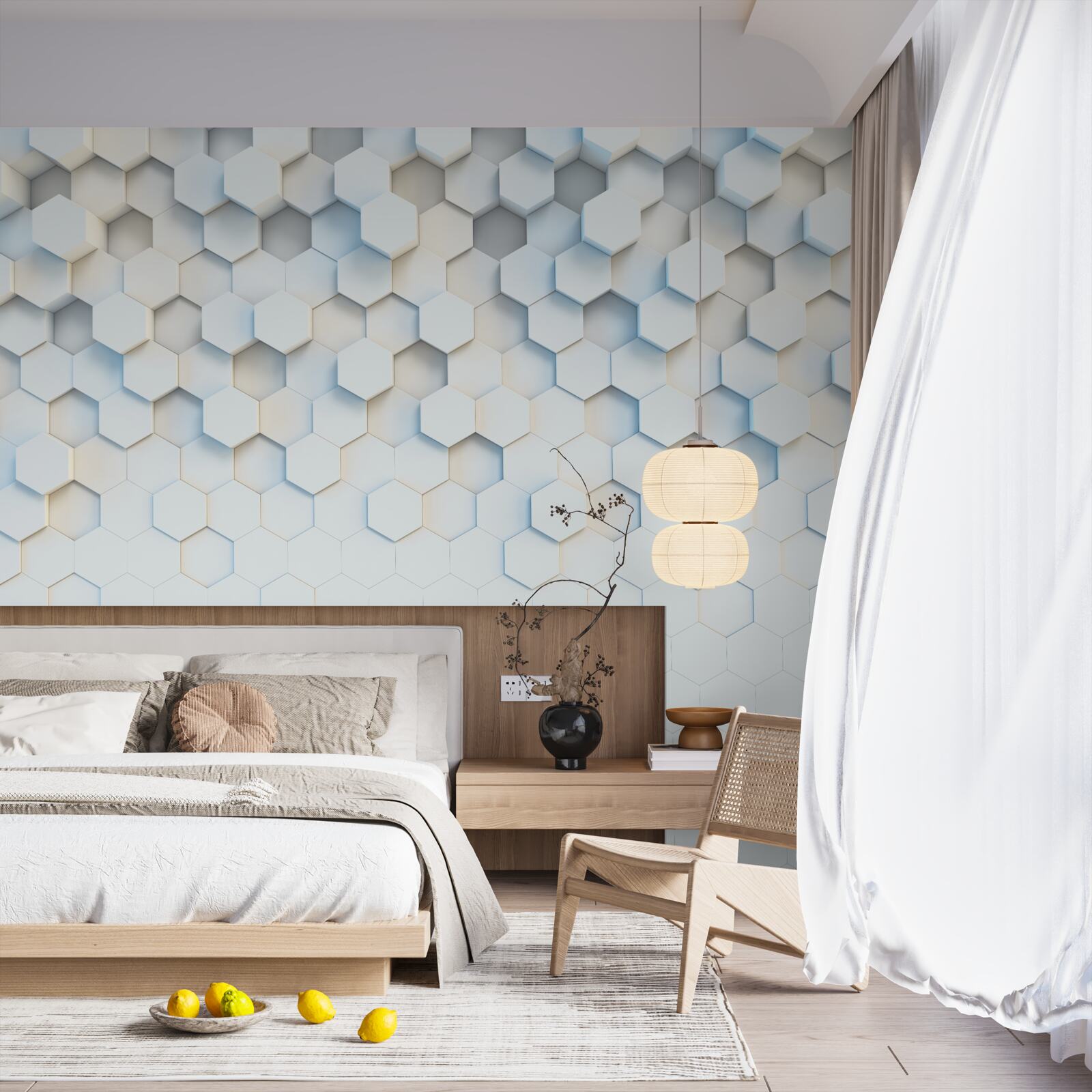 Fototapeta šesťuholníky sú biele