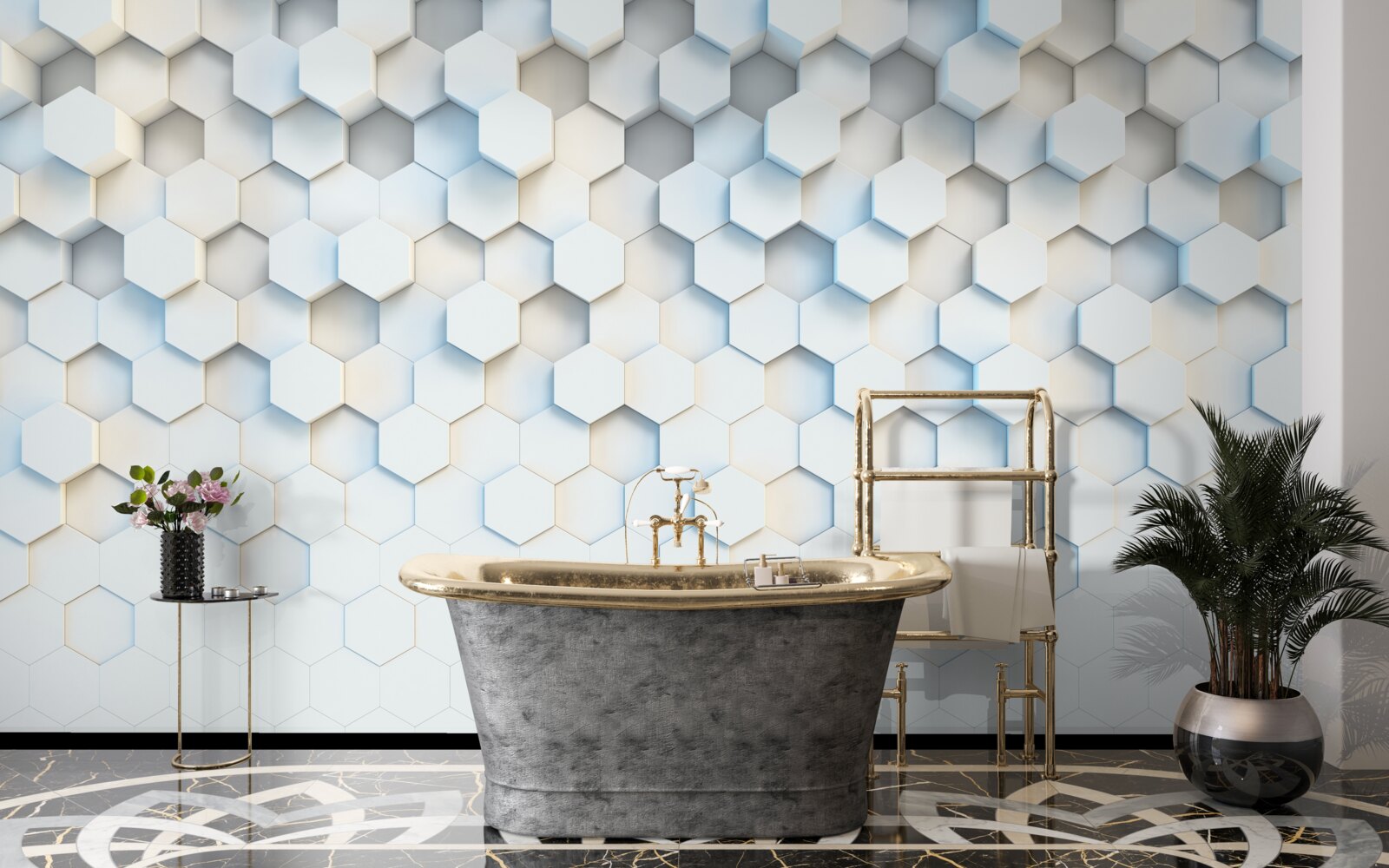 Fototapeta šesťuholníky sú biele