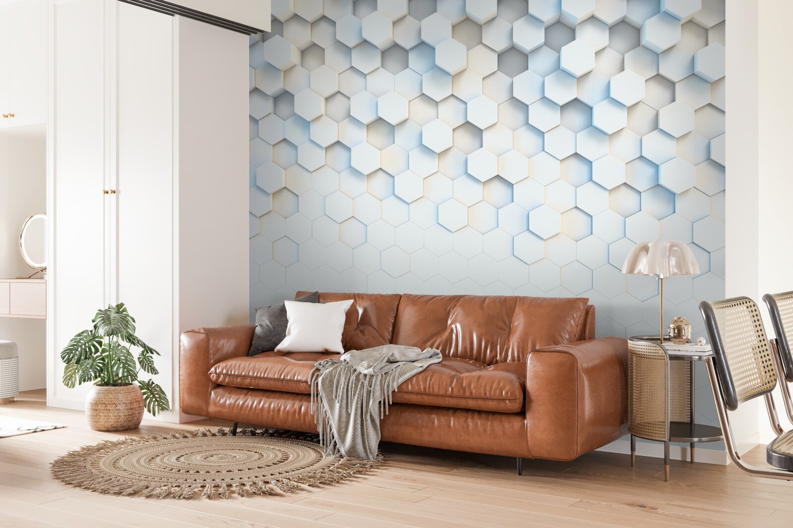 Fototapeta šesťuholníky sú biele