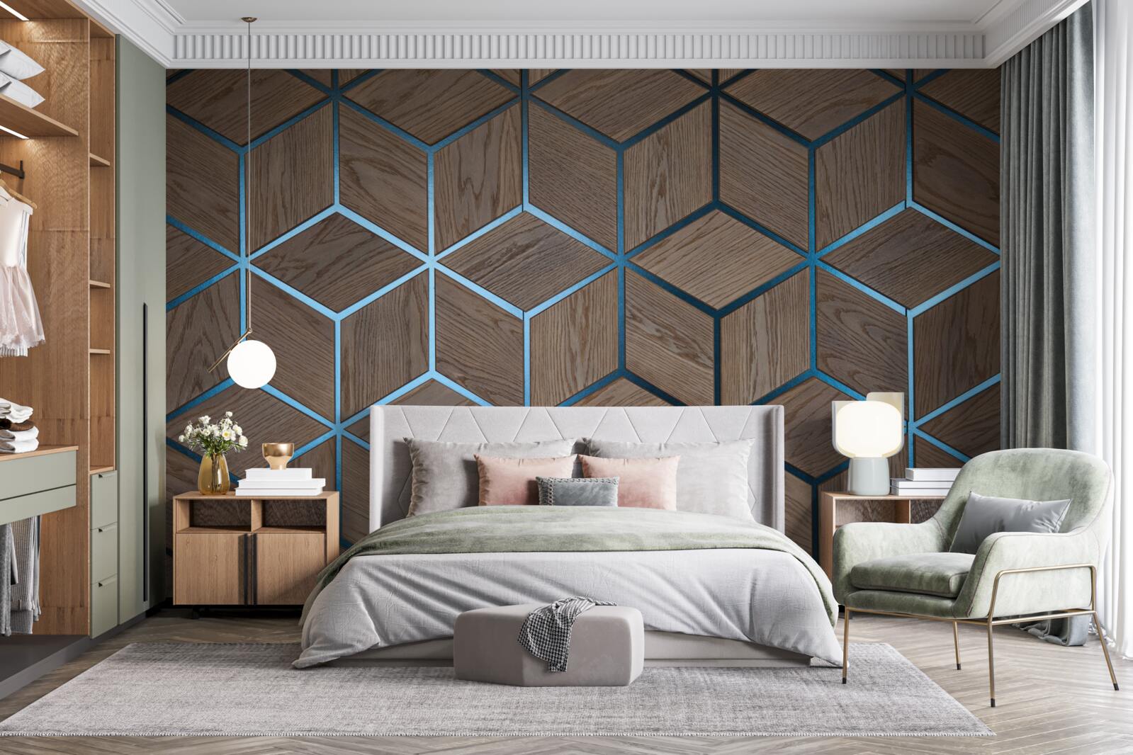 Fototapeta drevená podlaha s čiernymi pruhmi