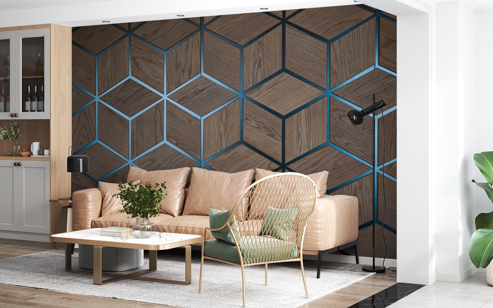 Fototapeta drevená podlaha s čiernymi pruhmi