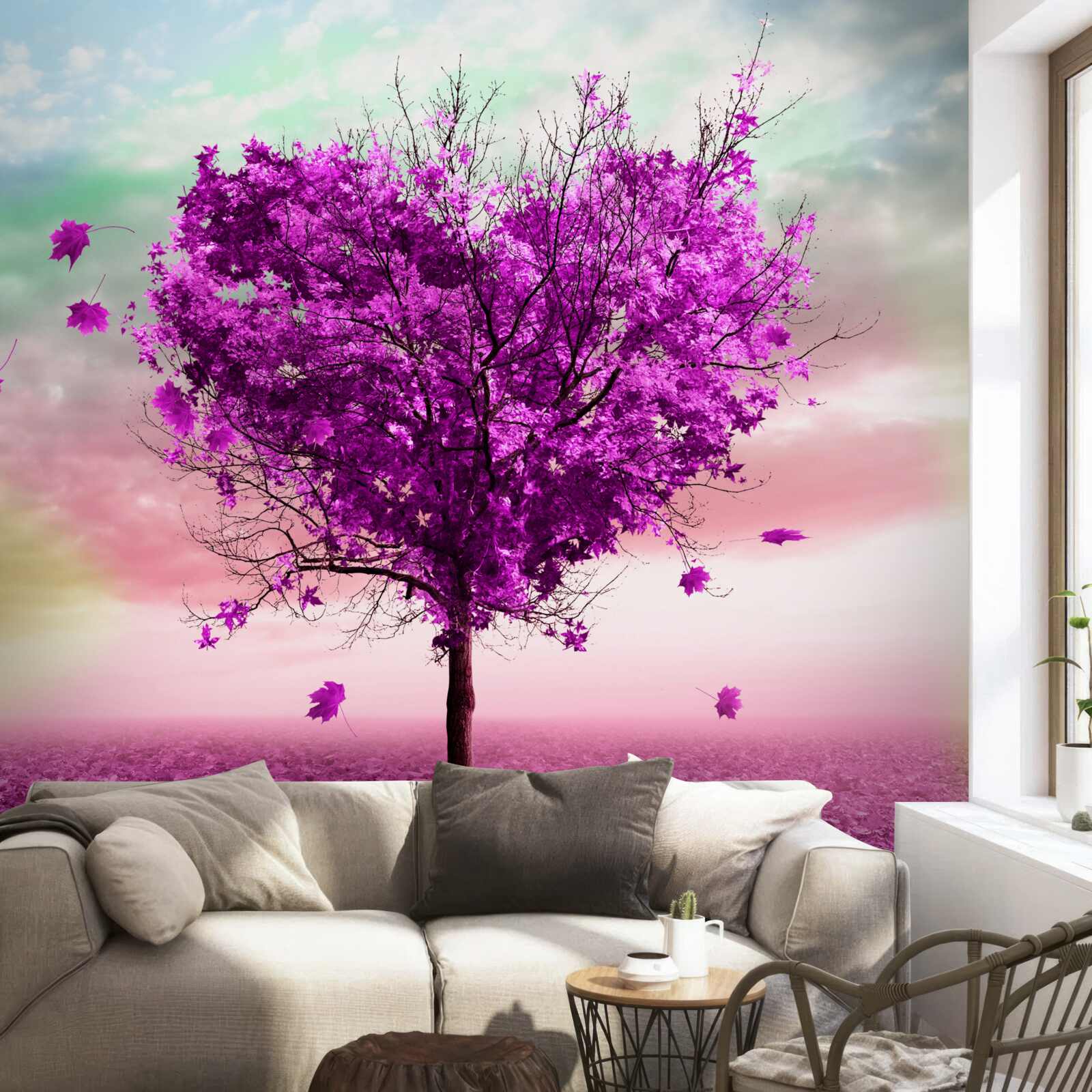 Fototapeta strom s fialovými padajúcimi listami