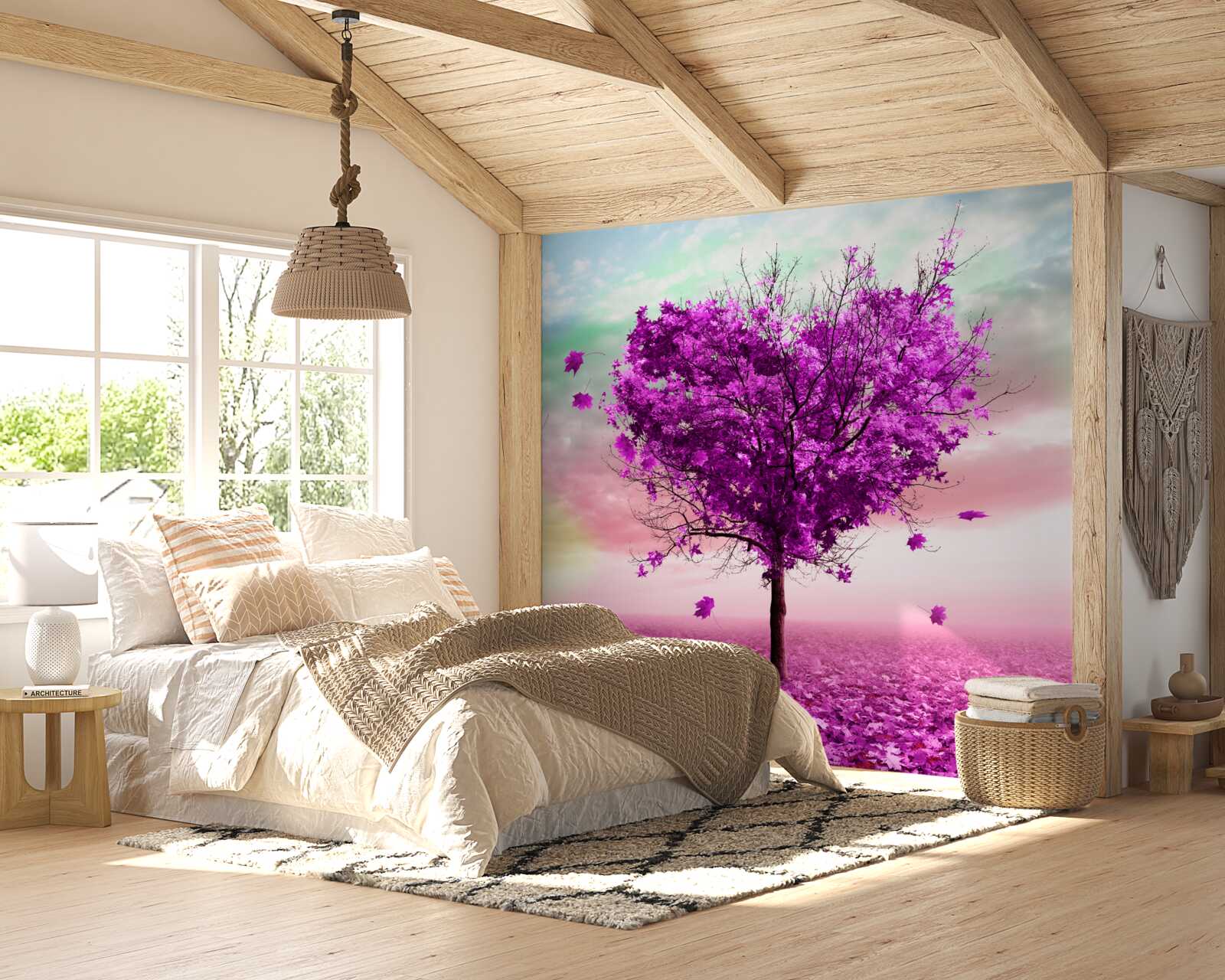 Fototapeta strom s fialovými padajúcimi listami