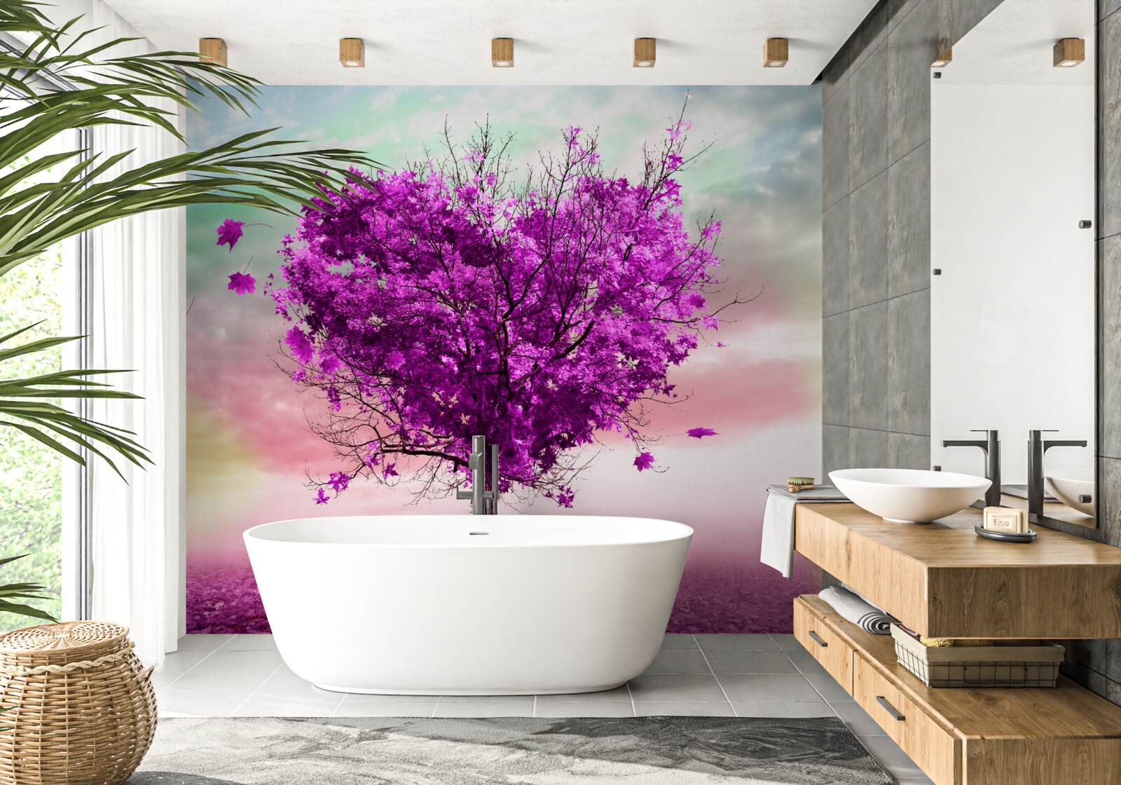 Fototapeta strom s fialovými padajúcimi listami