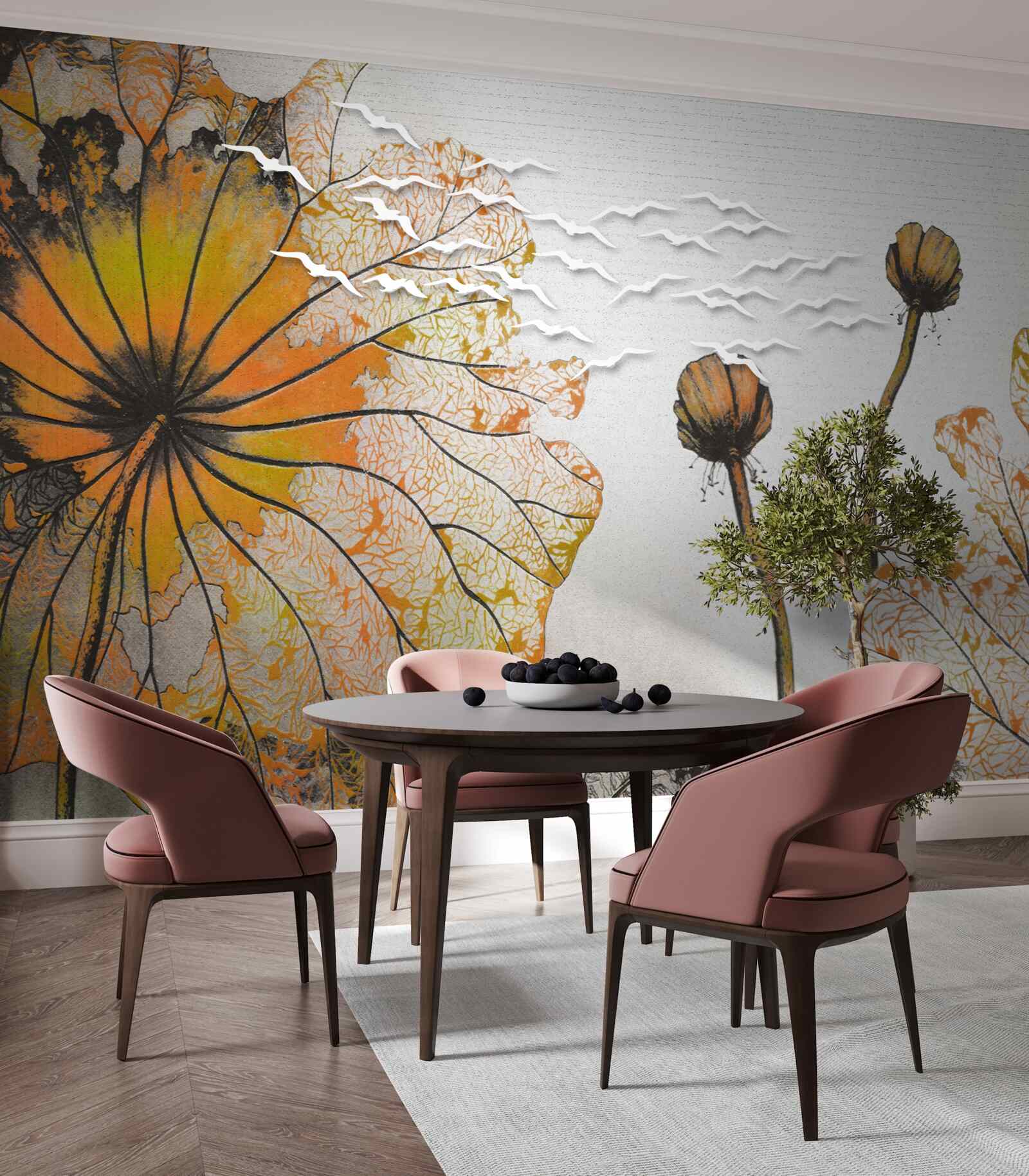 Fototapeta veľké kvitnúce kvety a ich neotvorené púčiky