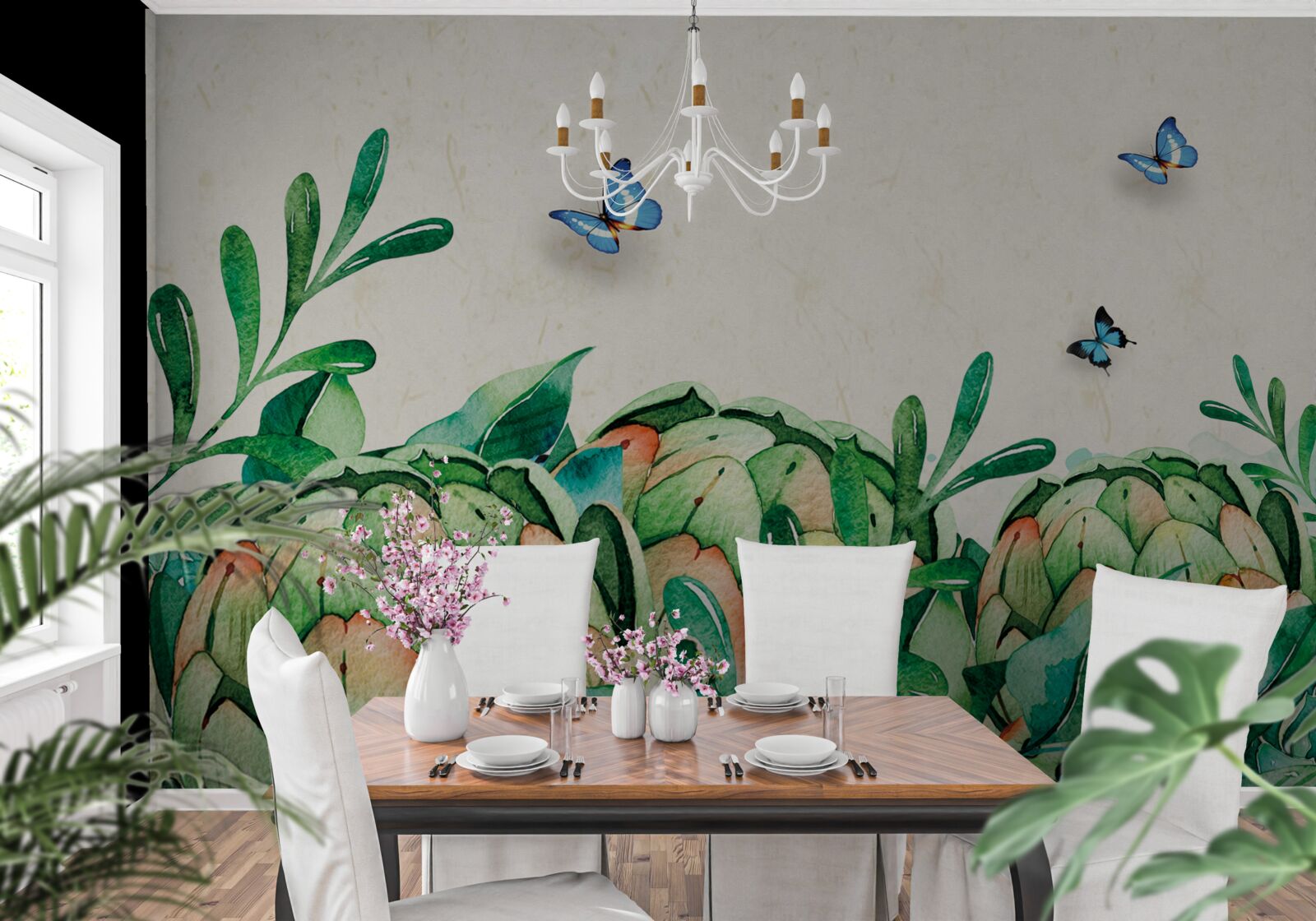 Fototapeta motýle a rastliny