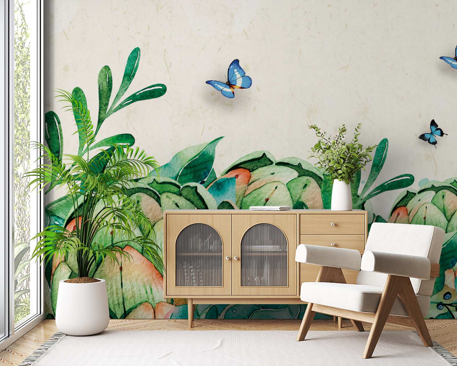 Fototapeta motýle a rastliny