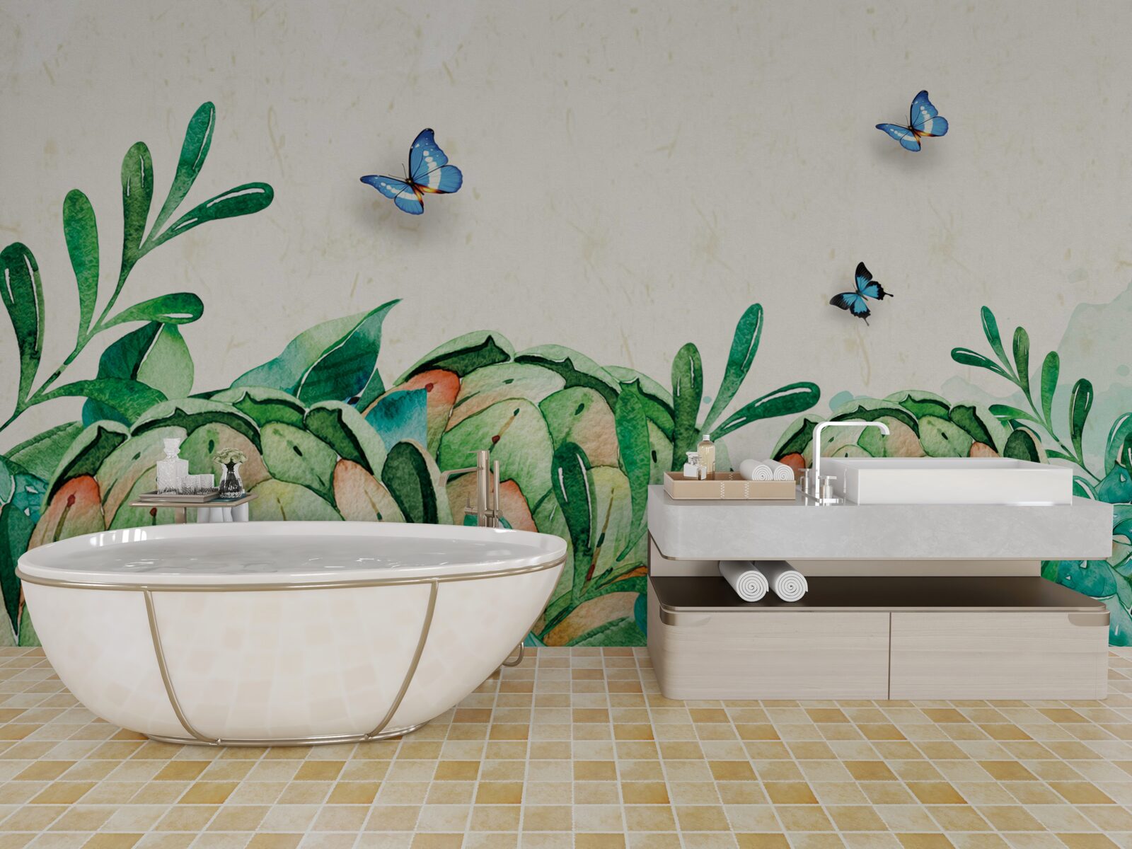 Fototapeta motýle a rastliny