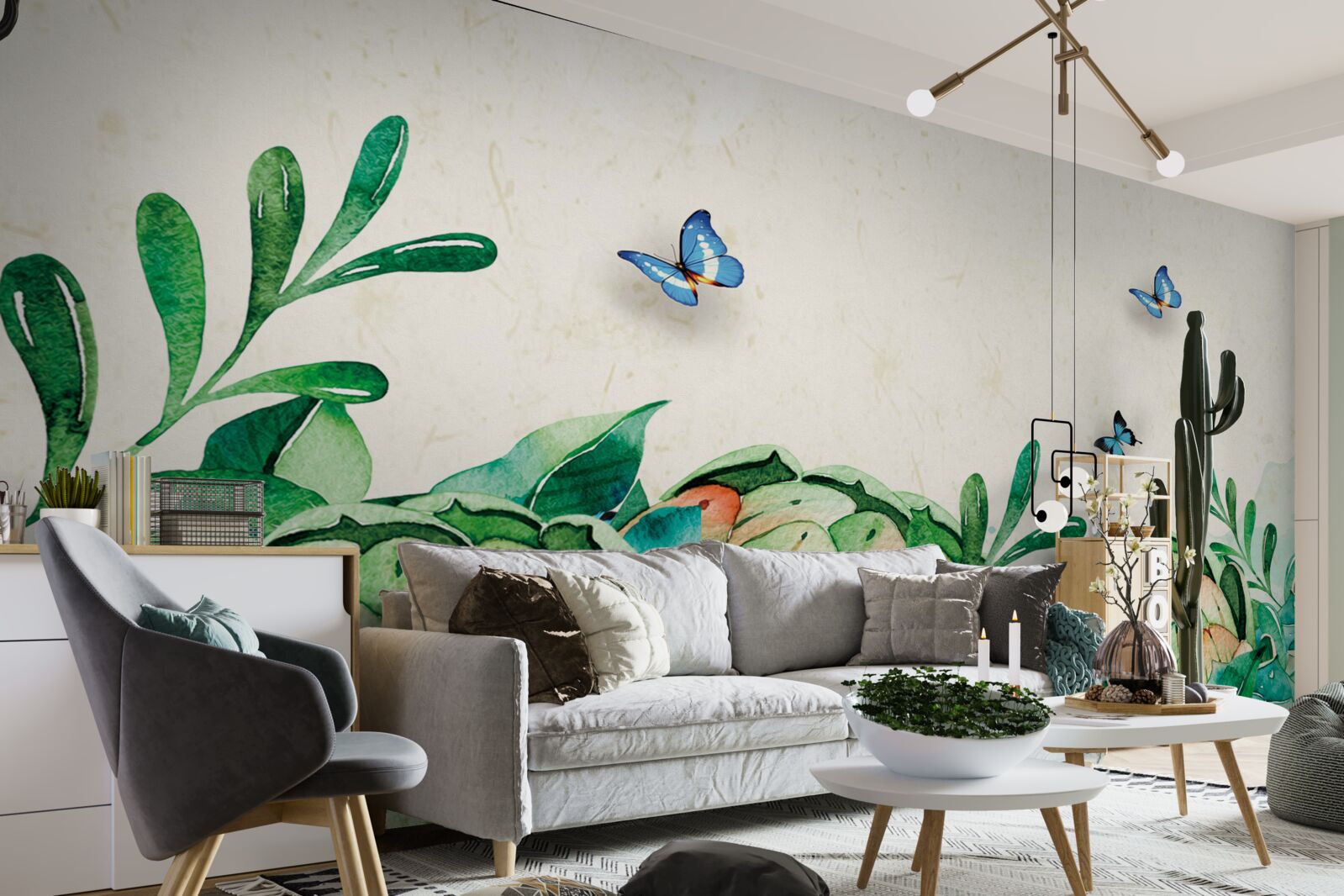 Fototapeta motýle a rastliny