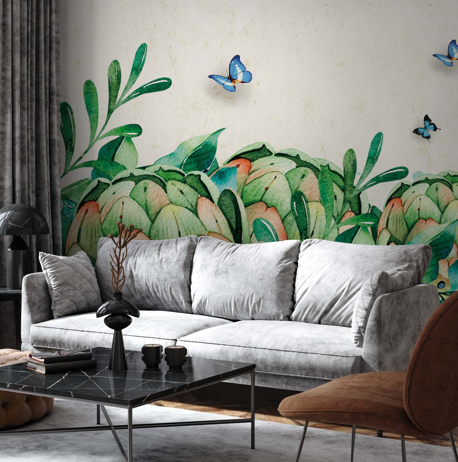 Fototapeta motýle a rastliny